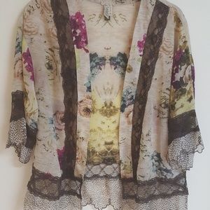 Gimmicks by BKE Lace Cardigan  Size Small